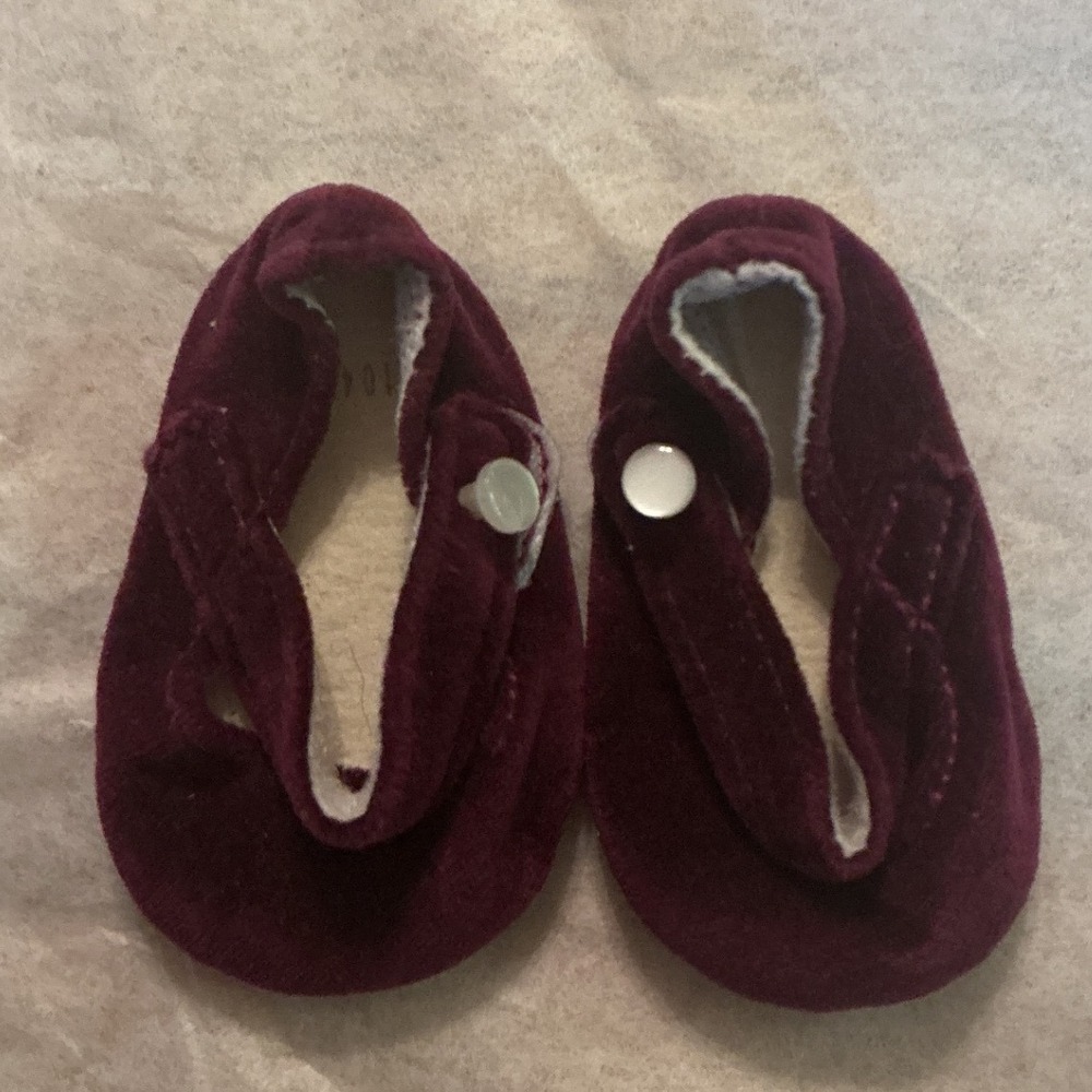 American Girl Doll Burgundy Velvet Mary Jane Shoes Button Strap 18 Inch Doll